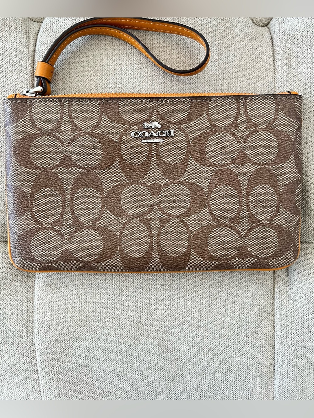 Coach Brown Signature Canvas Wristlet